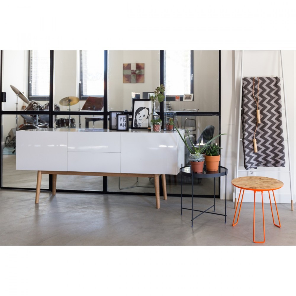 Buffet Bois Pas Cher : Buffet design 2 portes 2 tiroirs High Wood pas cher Blanc brillant Buffet Bois Pas Cher : Buffet design 2 portes 2 tiroirs High Wood pas cher Blanc brillant
