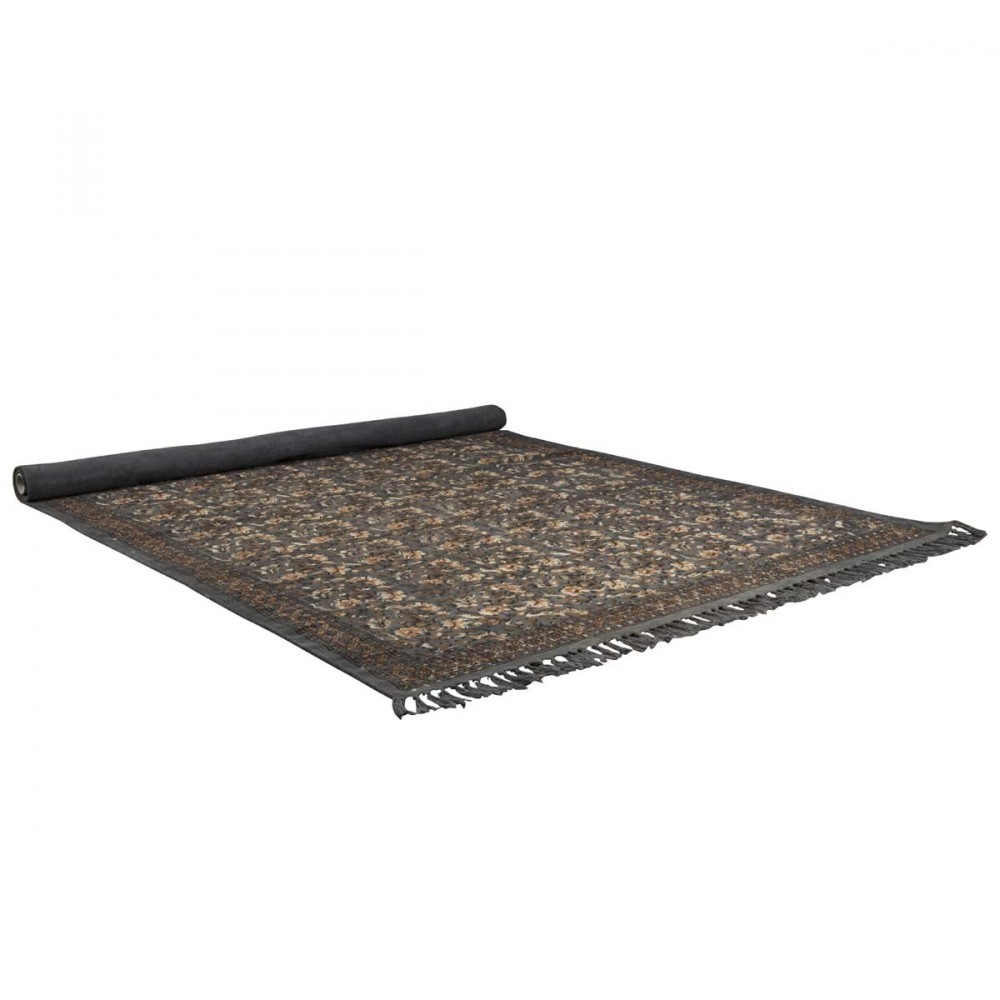 Tapis oriental indian block gris par drawer