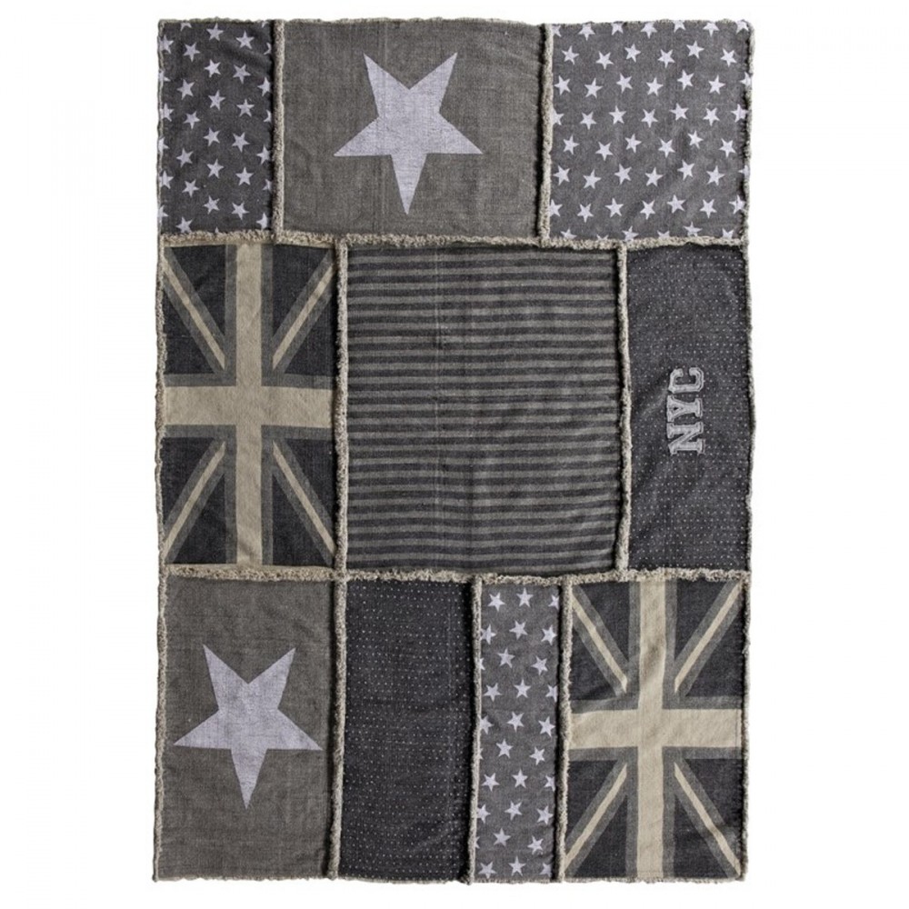 Tapis patchwork vintage gris 140×200 Etoiles Gris Drawer Tapis patchwork vintage gris 140×200 Etoiles Gris Drawer
