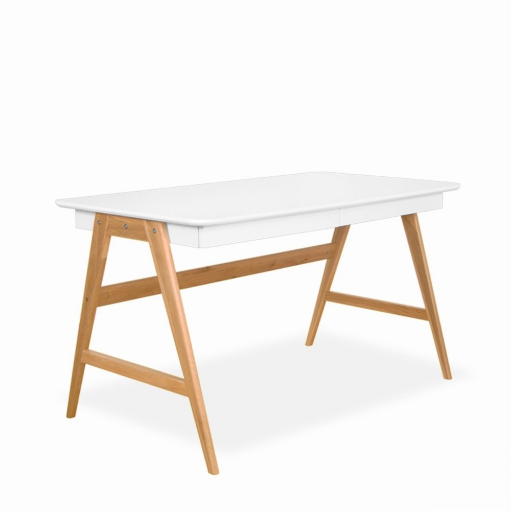Bureau Design Bois Et Blanc : Bureau scandinave laque blanche et bois de ch?ne Skoll Bureau Design Bois Et Blanc : Bureau scandinave laque blanche et bois de ch?ne Skoll