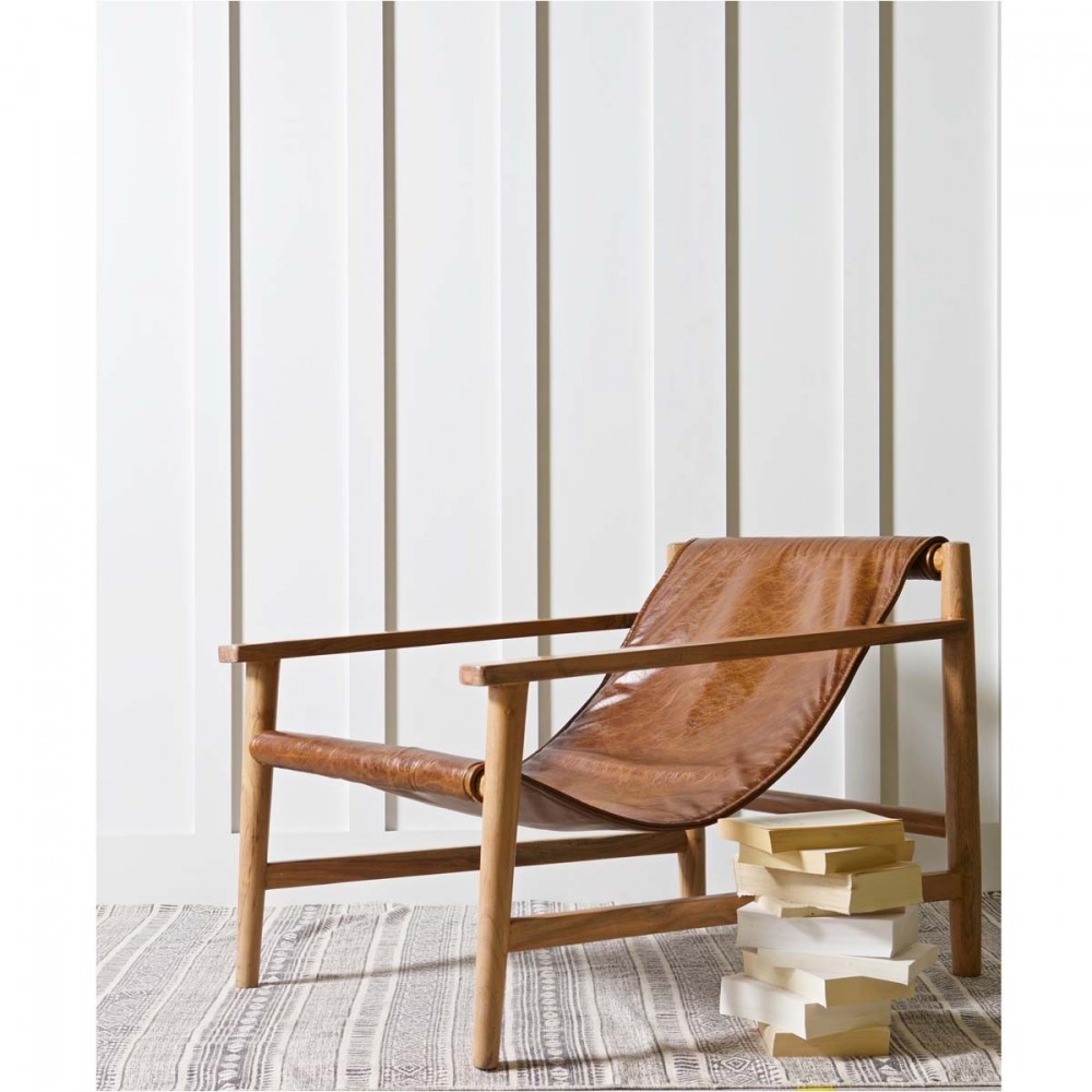 fauteuil en bois et cuir sling