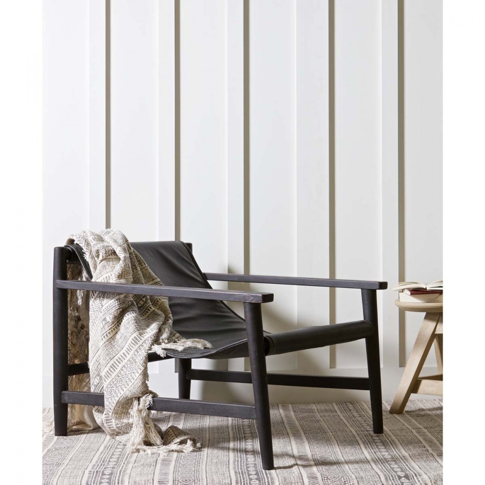 Fauteuil Bois Et Cuir : Fauteuil en bois et cuir Sling par Drawer.fr Fauteuil Bois Et Cuir : Fauteuil en bois et cuir Sling par Drawer.fr