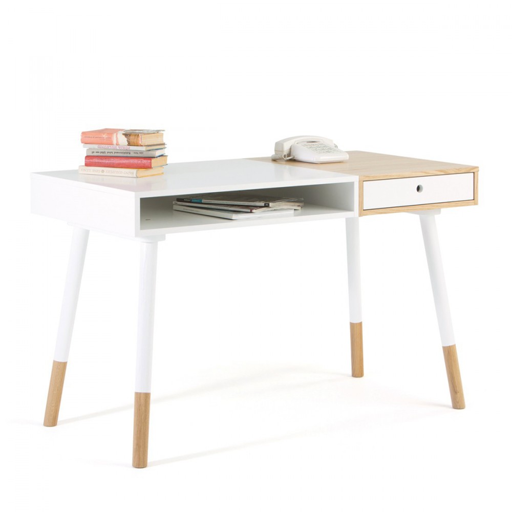 Bureau Design Bois Et Blanc : Bureau design bois et blanc Sonnenblick de Woodman Blanc Drawer Bureau Design Bois Et Blanc : Bureau design bois et blanc Sonnenblick de Woodman Blanc Drawer