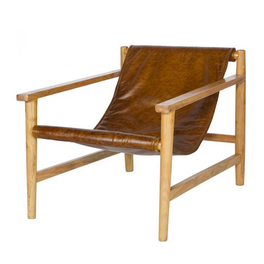 Fauteuil Bois Et Cuir : Fauteuil en bois et cuir Sling par Drawer.fr Fauteuil Bois Et Cuir : Fauteuil en bois et cuir Sling par Drawer.fr