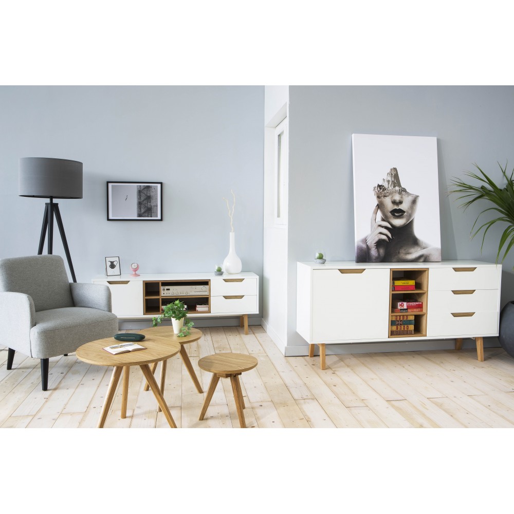 Anglais Pere Meuble Tv : Meuble Tv Design 1porte, 2 Tiroirs Et 4 Niches Blanc Et Chêne 150cm Anglais Pere Meuble Tv : Meuble Tv Design 1porte, 2 Tiroirs Et 4 Niches Blanc Et Chêne 150cm