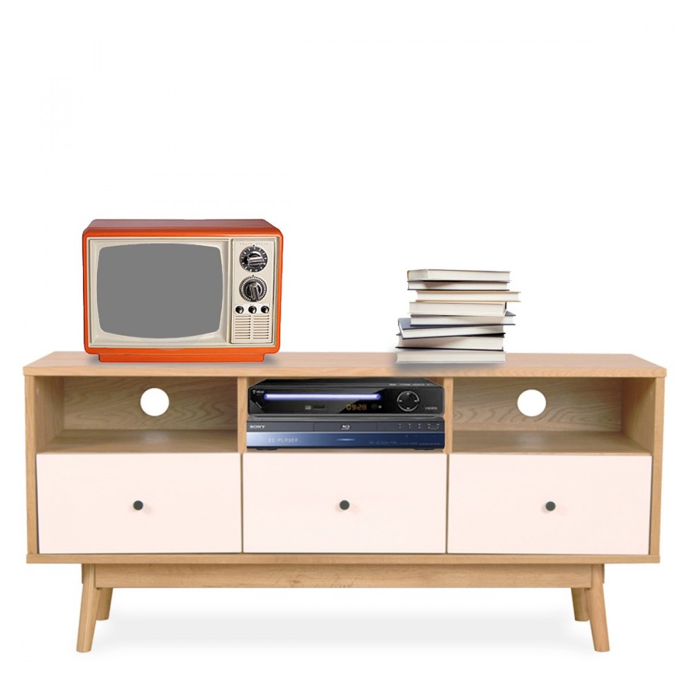meuble tv design scandinave 3 tiroirs skoll