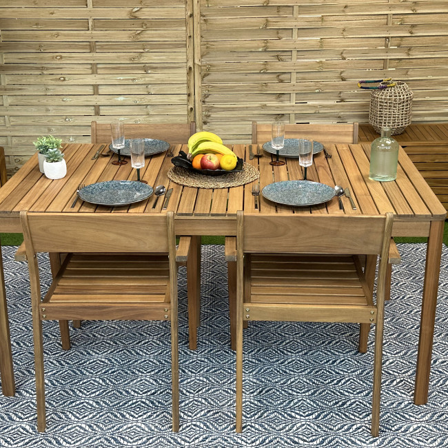 Clara - Table à manger de jardin en bois d'acacia 160cm