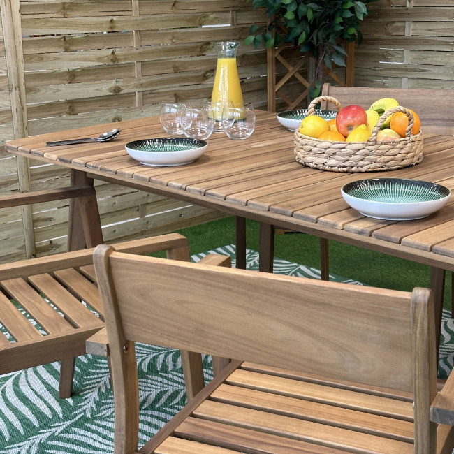 Sue - Table à manger extensible de jardin en bois d'acacia 180-230cm