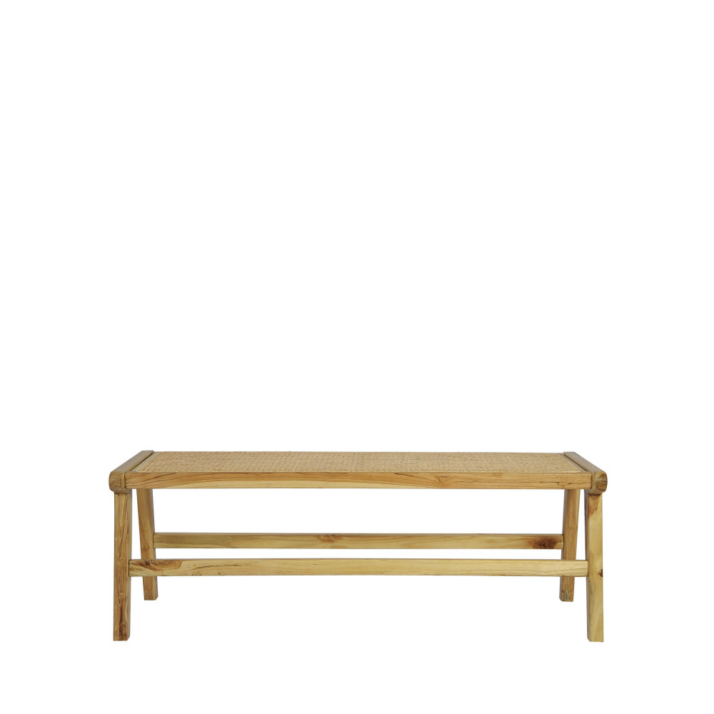 Basuki - Banc en teck et cannage L120cm - Couleur - Bois clair