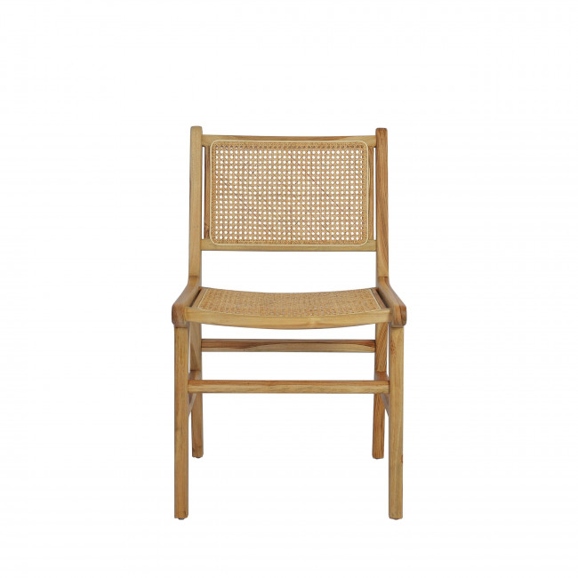 Basuki - Lot de 2 chaises en teck et cannage