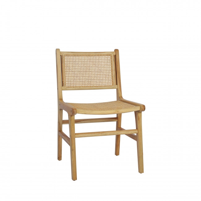 Basuki - Lot de 2 chaises en teck et cannage
