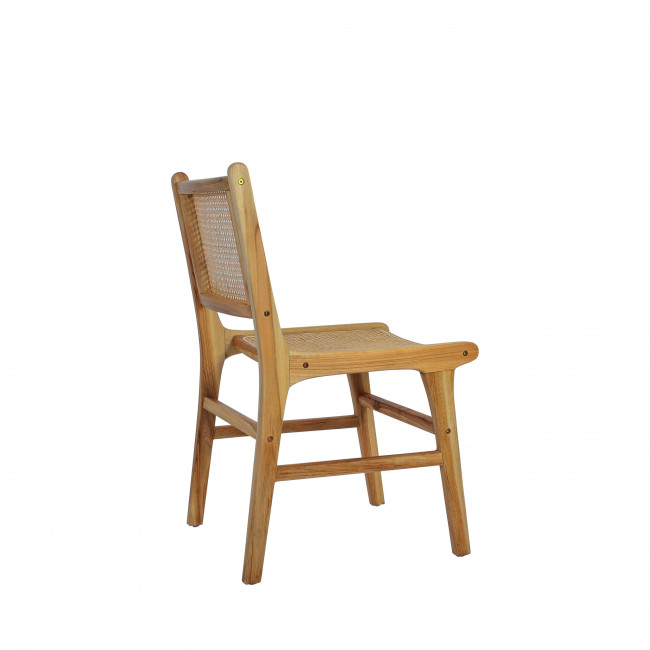 Basuki - Lot de 2 chaises en teck et cannage