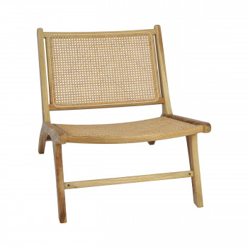 Basuki - Fauteuil lounge en teck et cannage