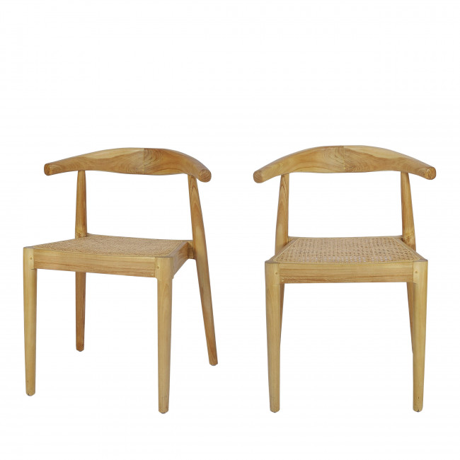 Bunga - Lot de 2 chaises en teck et cannage