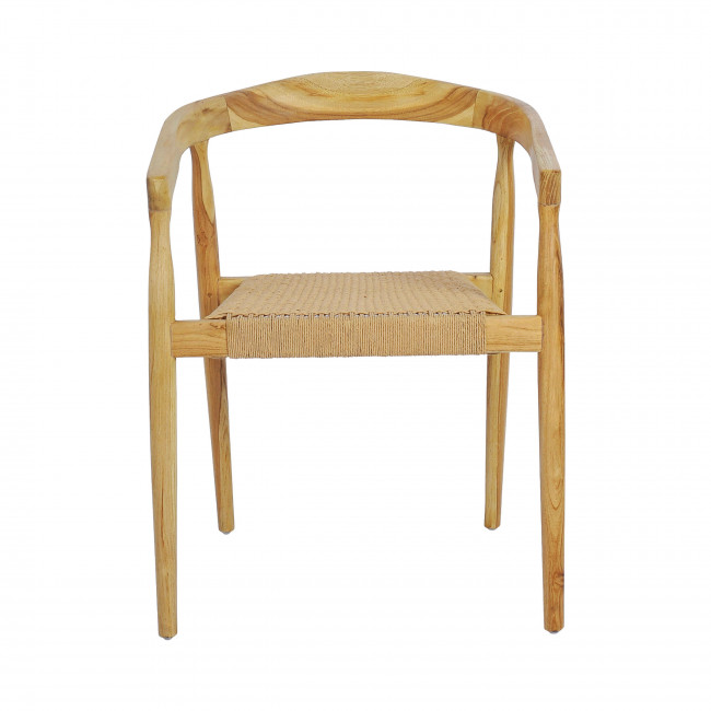 Buri - Lot de 2 fauteuils de table en teck et corde tressé