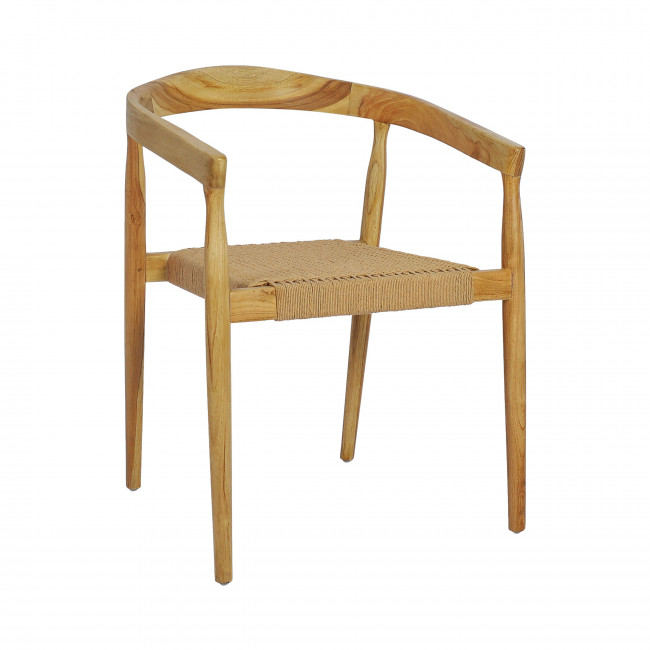 Buri - Lot de 2 fauteuils de table en teck et corde tressé