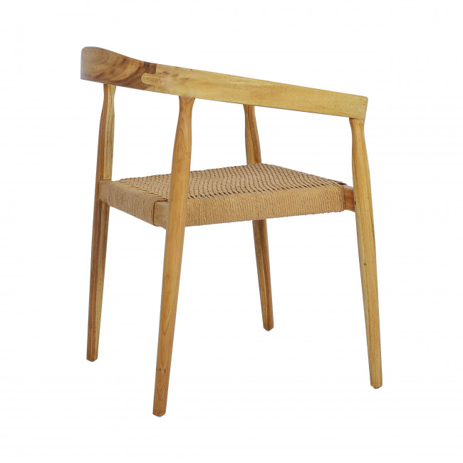 Buri - Lot de 2 fauteuils de table en teck et corde tressé