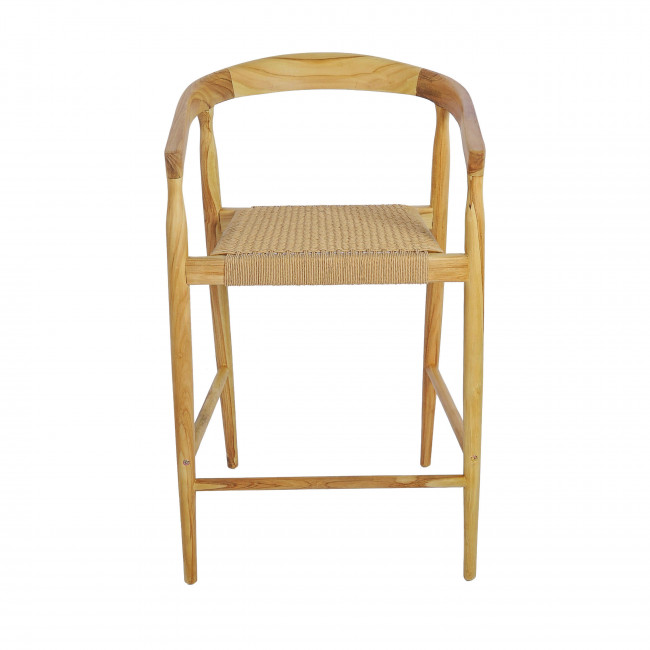 Buri - Lot de 2 fauteuils de bar en teck et corde tressé H65cm