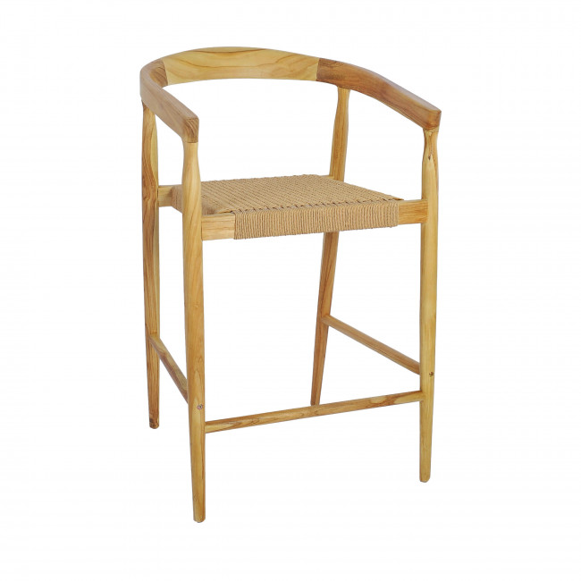 Buri - Lot de 2 fauteuils de bar en teck et corde tressé H65cm