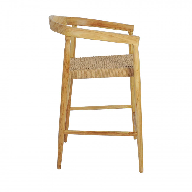 Buri - Lot de 2 fauteuils de bar en teck et corde tressé H65cm