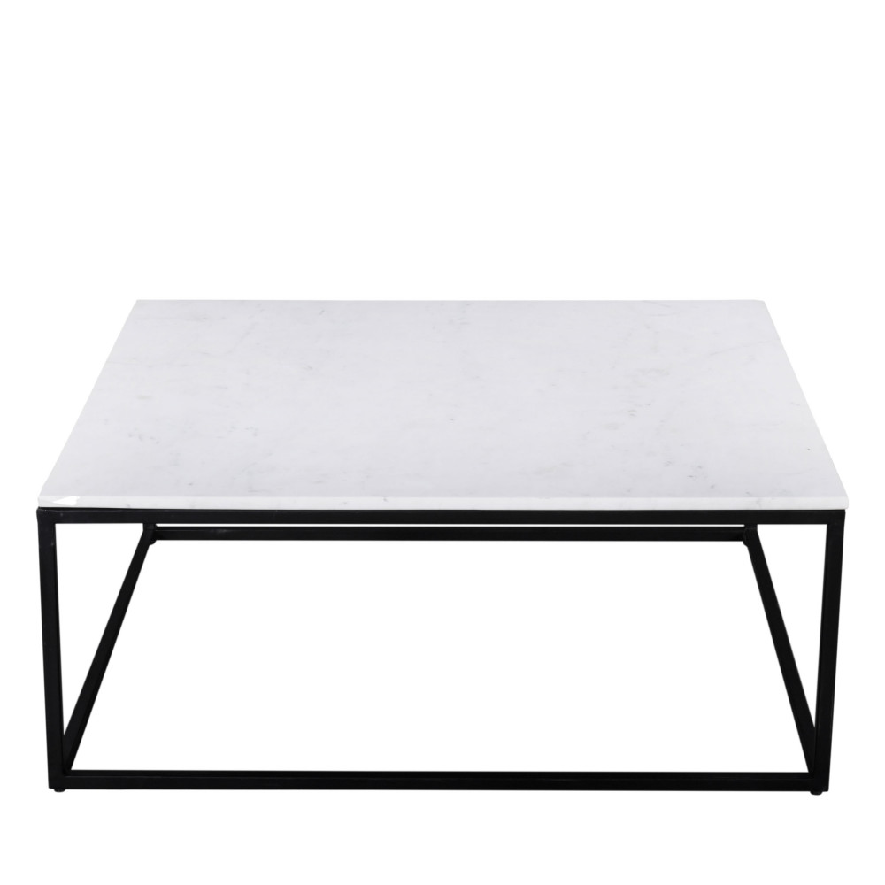 Saku - Table basse carrée en marbre blanc et métal 100x100cm - Couleur - Blanc