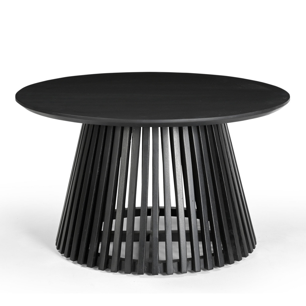 Jambi - Table basse ronde en bois massif ø80cm - Couleur - Noir