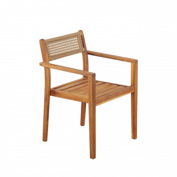 Bora - Lot de 2 chaises de jardin en bois d'acacia et cannage