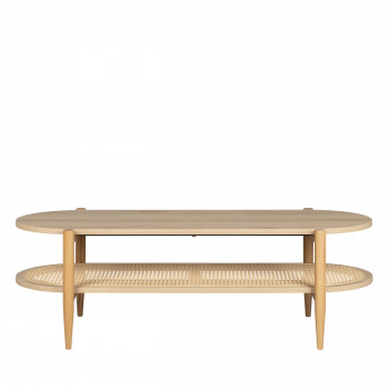 Ellos - Table basse en bois et cannage