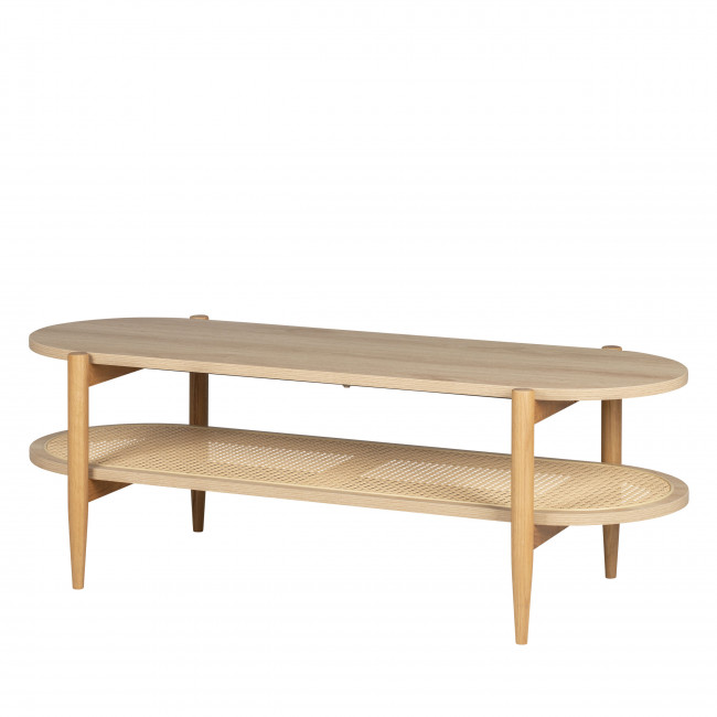 Ellos - Table basse en bois et cannage