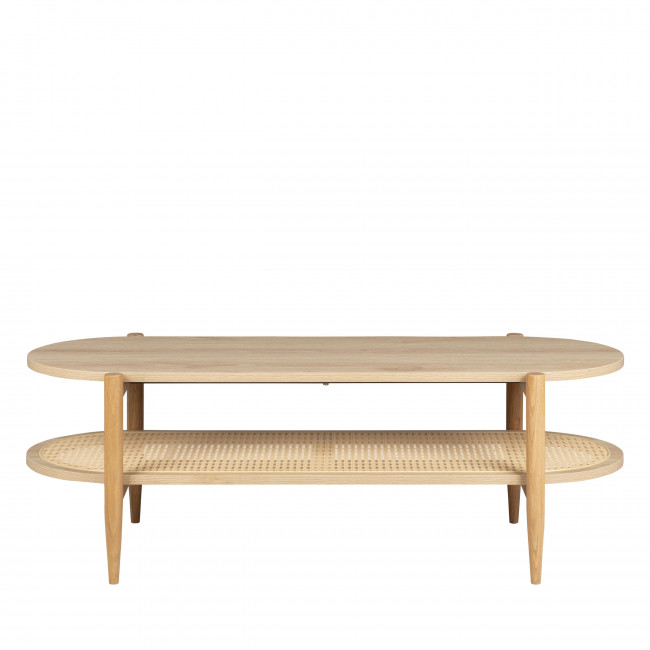 Ellos - Table basse en bois et cannage