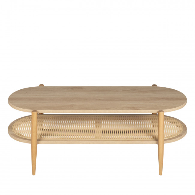 Ellos - Table basse en bois et cannage