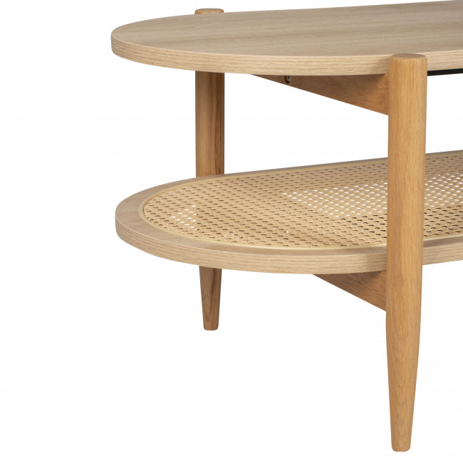 Ellos - Table basse en bois et cannage