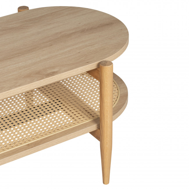 Ellos - Table basse en bois et cannage