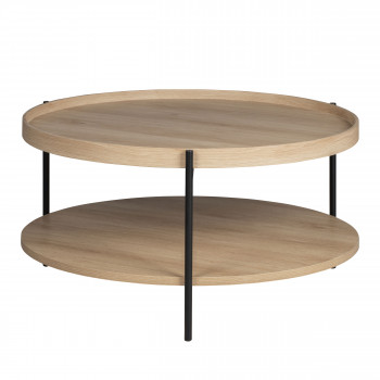 Korro - Table basse ronde en bois et métal ø80cm