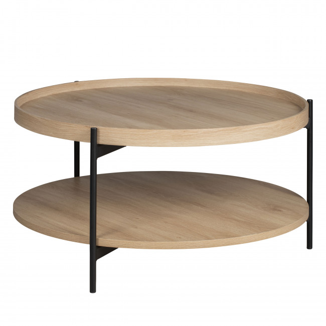 Korro - Table basse ronde en bois et métal ø80cm