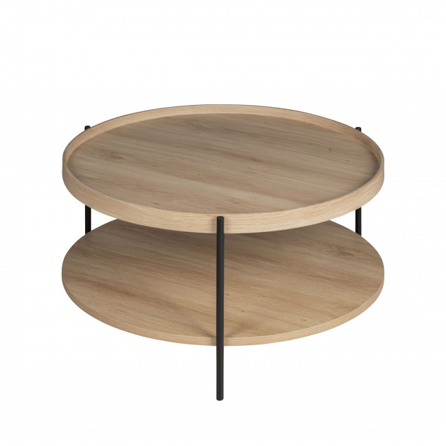 Korro - Table basse ronde en bois et métal ø80cm