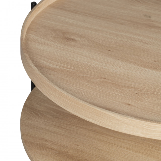 Korro - Table basse ronde en bois et métal ø80cm