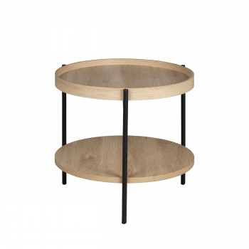 Korro - Table d'appoint ronde en bois et métal ø50cm