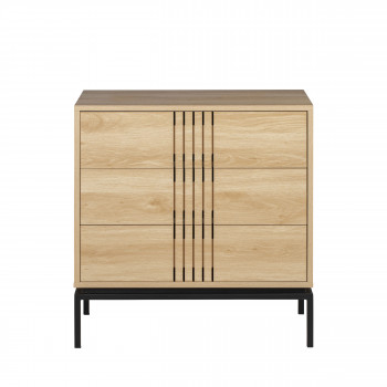 Krokom - Commode 3 tiroirs en bois et métal L80cm