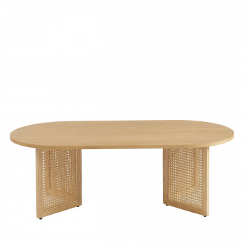 Bombong - Table basse en bois et cannage L120cm