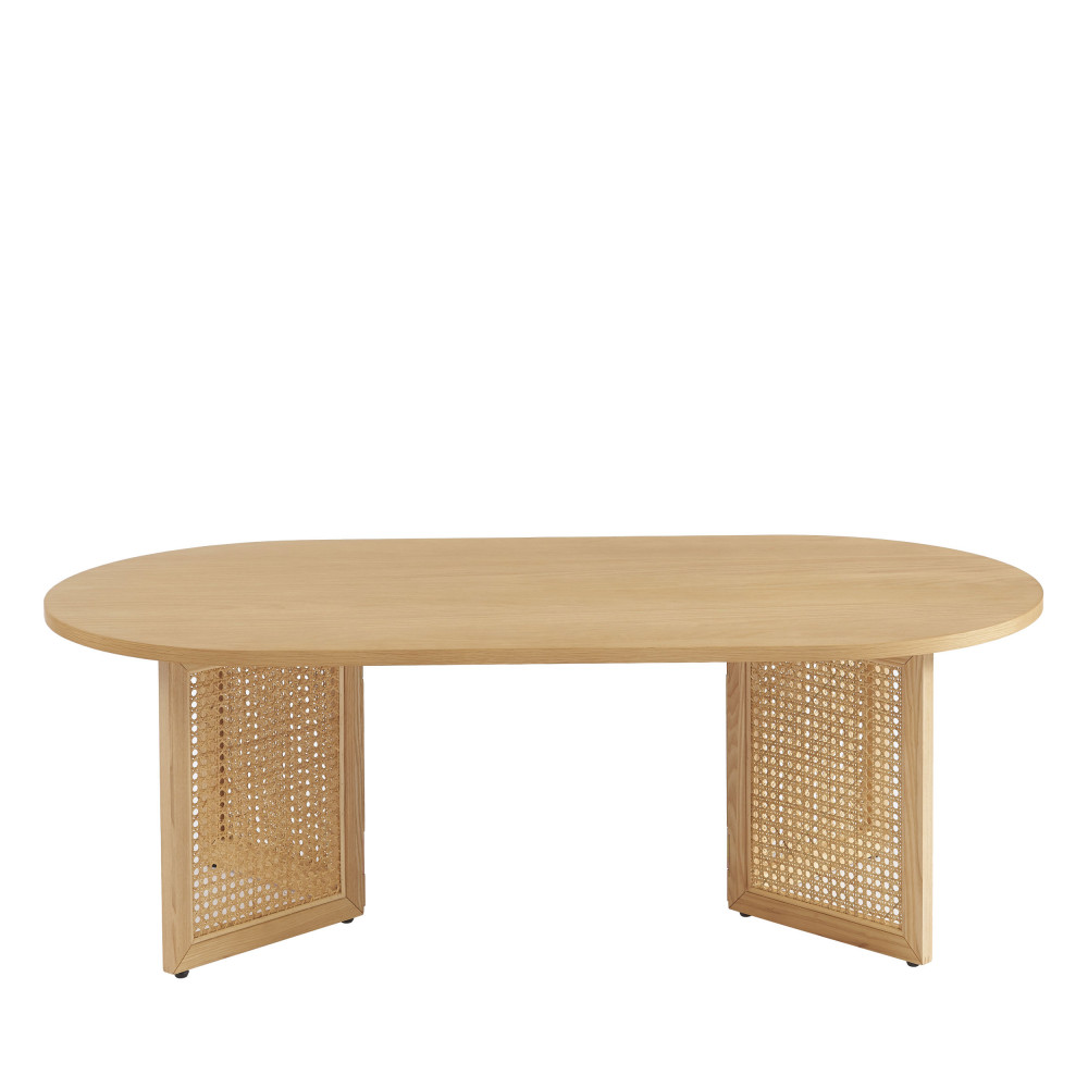 Bombong - Table basse en bois et cannage L120cm - Couleur - Bois clair