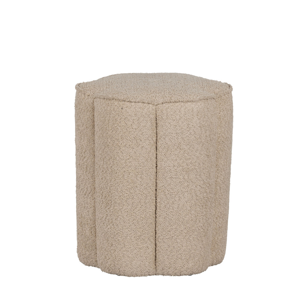 Ollie - Pouf en tissu bouclette en forme de fleur - Couleur - Beige