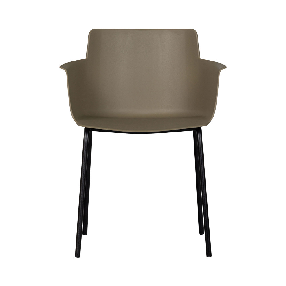 Foppe - Lot de 4 fauteuils de table en plastique et métal - Couleur - Taupe