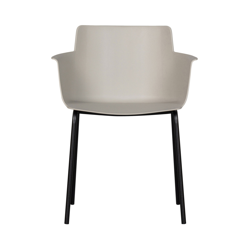 Foppe - Lot de 4 fauteuils de table en plastique et métal - Couleur - Blanc