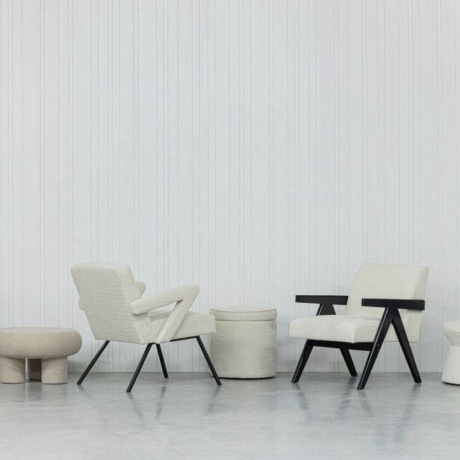 Clark - Fauteuil design en tissu bouclette et métal