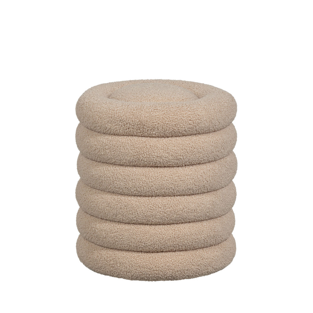 carly - pouf rond en bouclette ø40cm - couleur - beige