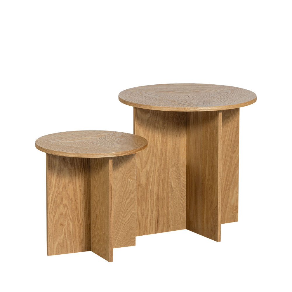 lina - lot de 2 tables d'appoint rondes en bois - couleur - bois clair