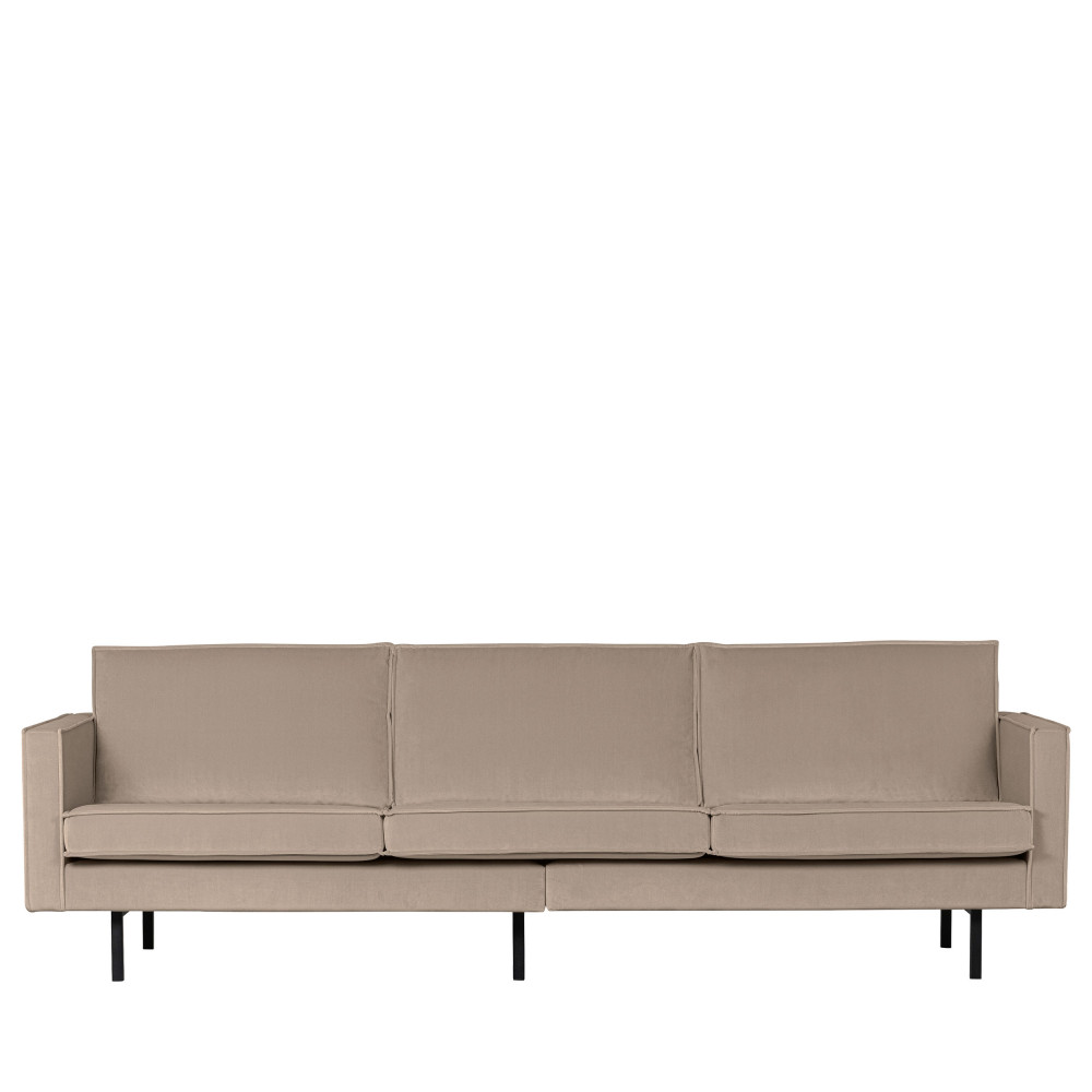 Canapé droit 4 places Beige Velours Design Confort Promotion