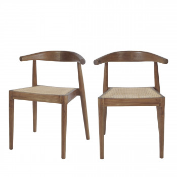 Bunga - Lot de 2 chaises en teck et cannage