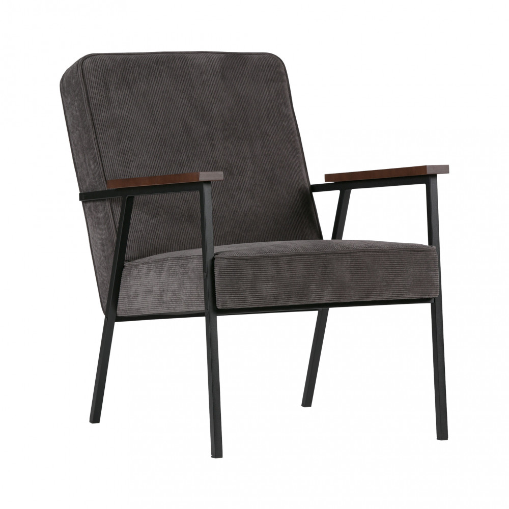 Sally - Fauteuil en velours côtelé et métal - Couleur - Gris foncé